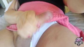 freaky tranny teen canela loves to lick cum out of condoms while jerking off and cum