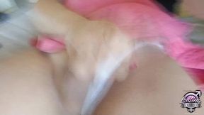 freaky tranny teen canela loves to lick cum out of condoms while jerking off and cum