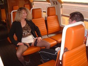 The milf shows off and the virgin on the train