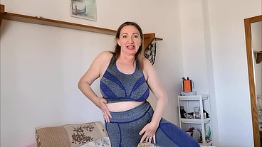 Hot busty milf play with hairy pussy, do blowjob, and get cum on face and huge tits