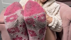 My fuzzy socks are that old and worn that they're filled with holes...want to watch me peel them back?