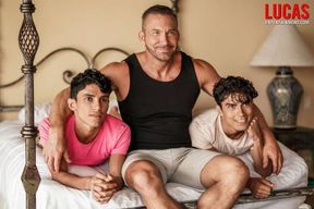 The King of All Muscle Daddies Fuck Two Boys