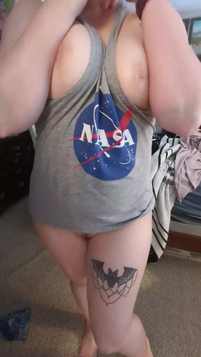 Hot Wife Showing off Her Boobs in Just a Shrit and flashing her Ass and Pussy!