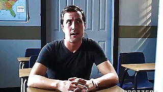 Busty teacher Brooklyn Chase blows her student after school hours