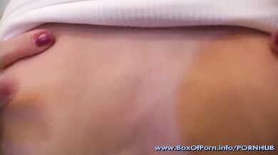 Hot joi soaking teen Sophie Strauss floods her natural tits in a squirming countdown