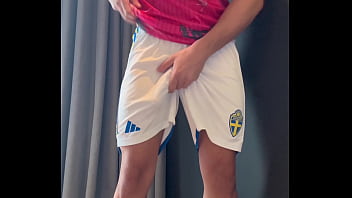 Hot Footballer Gets Horny &amp_ Jerks Off His Huge Cock After Training Sexy Body, Uniform, Big Smooth Ass