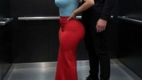 Stepdad Pressing His Petite Big Ass Stepdaughter in the Elevator