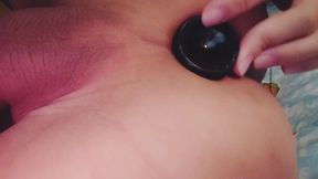 Twink first time 5cm butt plug plugged by Daddy's BBC