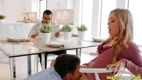 Naughty Friend Drills Shaved Pussy of Sultry Kinkster Kali Roses