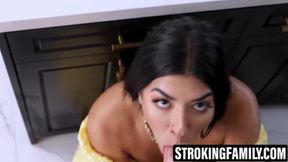 Seductive redhead teen learns from SEASONED BEAUTY and DILF pros