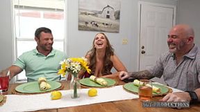 StepMom Teases StepSon's Hard Dick&#x1F346; Beneath The Table As StepDad Stays In The Dark