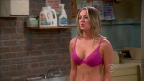 Kaley Cuoco and nice scene with wearing hot pink lingerie