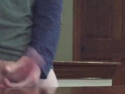 cock slapping solo masturbation in public office space