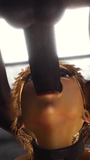 Cuffed sexy blonde with many boobs gets fucked rough by a huge black cock in the prison