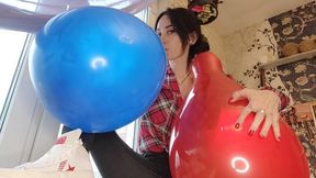 Blowing up and popping balloons on my windowsill - Mishel Looner balloons