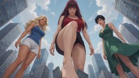 Giantess Stories #8B: Colossal Trio's Towering Dominion (Animated)