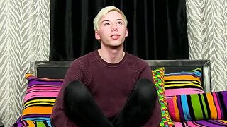 Young twink interviewed before jerking off hard