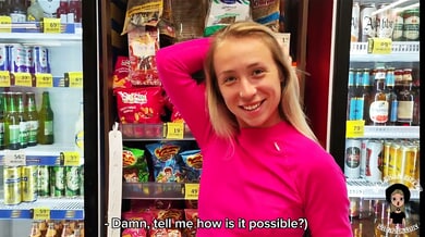 Blonde neighbor goes deep on her British neighbor behind the shop