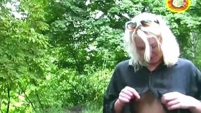 Blonde Inserts Thick Cucumber Then Rides Hard Cock