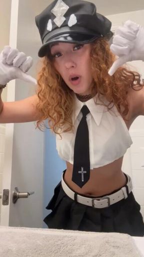 cop cosplay drool video