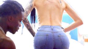 ”Lonely black haired cat gets seriously drilled”