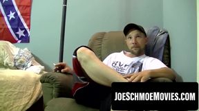 Badass unloads cum artillery during aggressive tabletop jerk