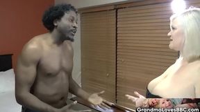 Watch how horny GILF Lacey Starr fucks both a stud and another old woman