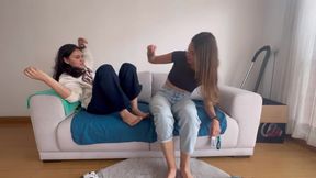 Two Women Foot Wrestling