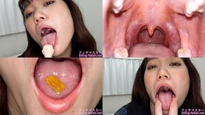 Hono Wakamiya - Showing inside cute girl's mouth, chewing gummy candys, sucking fingers, licking and sucking human doll, and chewing dried sardines mout-120 - wmv