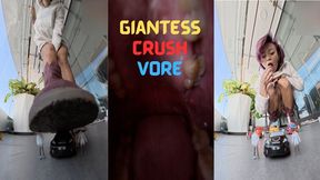 Giantess Asian Goddess Crushed police and Swallowed a camera man