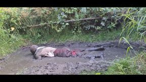 Masturbation in a long red skirt