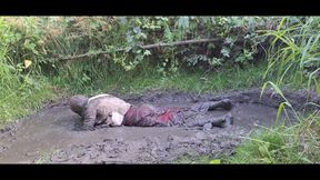 Masturbation in a long red skirt