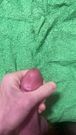 Stroking My Hard Cock Until I Blast My Load All Over My Green Cum Towel