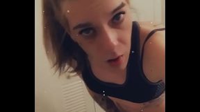 Yoga Bitch Strokes her cock