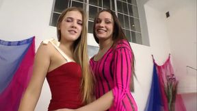 Wild double blowjob and anal action with Russian beauties