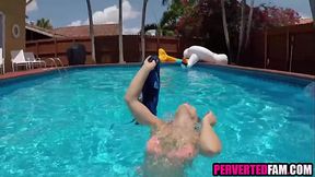 Sex with step mom by the pool