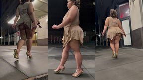 boricua mami thick legs fat ass big booty bbw angie love lookalike femdom candid walking with a switch high heels