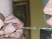 Pissing right into my mouth and drinking it all - Slow Motion