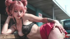 nasty stepfather and lustful stepdaughter fuck together at the bus stop [ai]