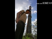 Jerking off at a construction site. Public cum