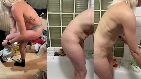 je me deshabille pour la douche