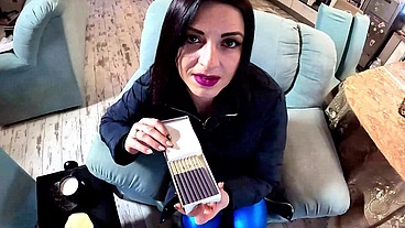 Smoking Blowjob Cameltoe Tease Double Cum on Downjacket