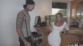 Stepmom foxxy gets analed by stepson, featuring a shemale