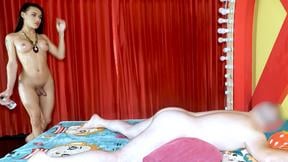 Monster cock Asian ladyboy fucking a guy anal after Thai massage