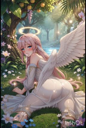 Hentai angel with big boobs masturbates