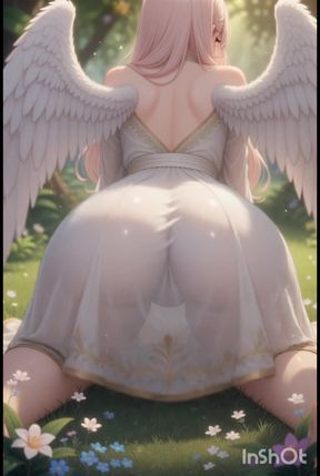 Hentai angel with big boobs masturbates