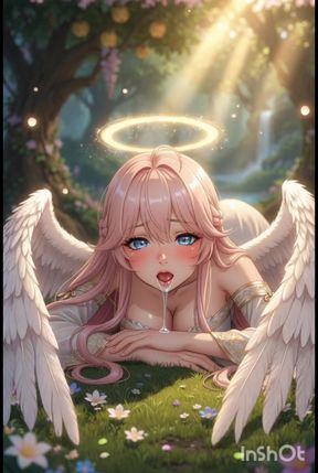 Hentai angel with big boobs masturbates