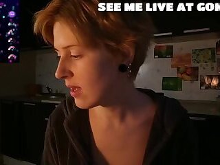 Fun College Chick Teases in Open Hoodie Kitchen Cam