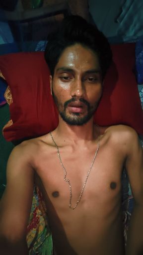 Lying in bed masturbating