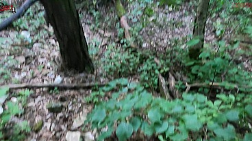 I found two lesbians having sex in the woods, spied on them and joined for a threesome
